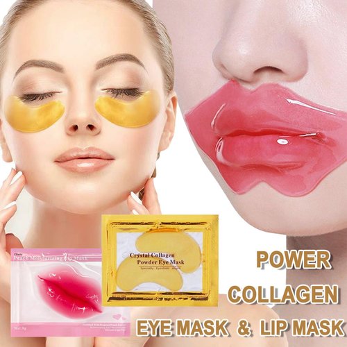 30 Pairs 24k Gold Eye Masks & Lip Masks, Crystal Collagen Under Eye Patches for Puffy Eyes, Anti-Aging Eye and Lip Masks for Moisturizing, Reducing Fine Lines Dark Circle