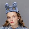 Hofar Face Wash Headband Hairband with Rabbit Bunny Ears and Lace Coral Fleece Cartoon Cute Creative Hair Accessories