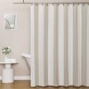 WEST LAKE Taupe Waffle Fabric Shower Curtain Vertical Stripe Farmhouse No Hook Water Resistant Bath Room Curtain for Hotel Spa Bathtubs 70" Wx72 L Tan and White