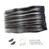 Halos Hair Extensions Natural Black Highlights Grey Fish Line Hair Extensions Human Hair Ombre Colored 1BGrey Highlight Invisible Wire Extensions Human Hair for Women 18Inch 80G
