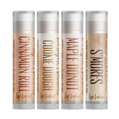 Delight Naturals Awfully Sweet Lip Balm Gift Set - Cinnamon Roll, Cookie Dough, Maple Donut, and S'Mores