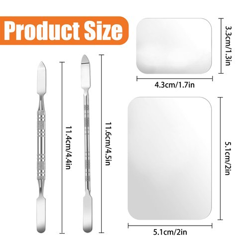 4 Pcs Makeup Mixing Palette Tray Set, Makeup Foundation Palette and Makeup Spatula, Stainless Steel Cosmetic Makeup Palette Tray, Foundation Mixing Palette, Incl 2 x Mixing Foundation Spatula