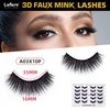 Laflare Premium Silk Lashes 3D Faux Mink Eyelashes Multipack, Light, Natural Looking, Professional Easy to Apply Eyelashes in a Knitted Style 10 Pairs Jumbo Pack (A03X10P)
