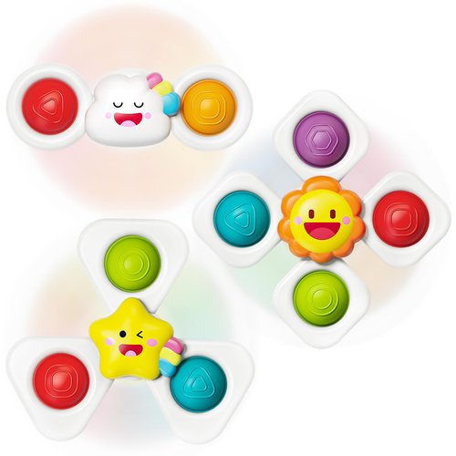 SpringFlower Suction Cup Spinner Toys, Baby Bath Toys for 12 18 Months Boy&Girl, Sensory Toys Bath Toys Travel Table Toy for Toddlers, Birthday Baby Gifts for 1 2 3 Year Old Toddler