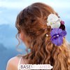 BASEMMAHER 2Pcs Hawaiian Flower Hair Claw Clips Orchid Pearl Flower Hair Clips White Purple Blue Yellow Phalaenopsis Floral Summer Y2K Butterfly Hair Clip for Women Girls Headpiece Hair Accessories