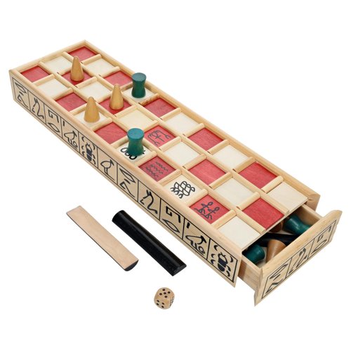 WE Games Senet Egyptian Board Games, Ancient Strategy Board Game for Adults, Wooden Table Top Board Game with Built in Storage, with 10 Player Pieces, Keepsake Quality Desktop Game