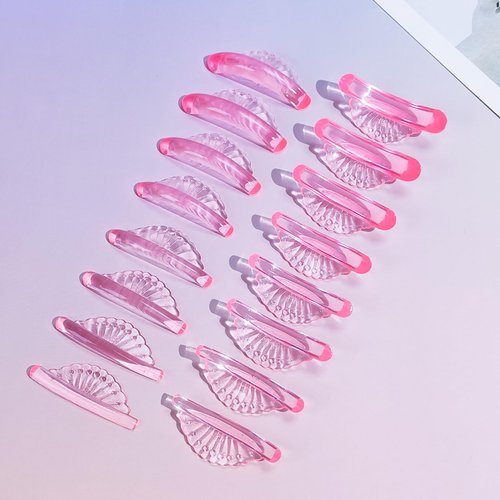 Libeauty Lash Lift Shield, Super Soft Lash Lift Pads Shell Shape Lash Perm Rod Eyelash Curler Tool 16 Pcs (Pink)