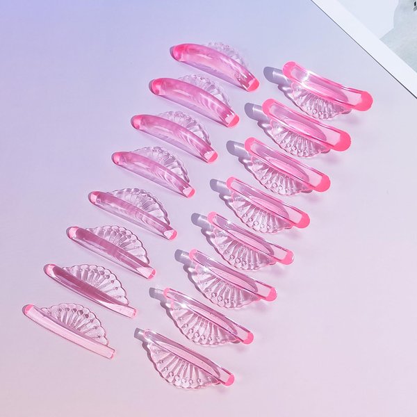Libeauty Lash Lift Shield, Super Soft Lash Lift Pads Shell Shape Lash Perm Rod Eyelash Curler Tool 16 Pcs (Pink)