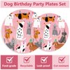 JarThenaAMCS 30Pcs Dog Theme Paper Plate Pink Puppy Disposable Plates 9" & 7" Cute Cartoon Dinner Plates for Animal Pet Party Table Decor Supplies