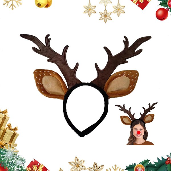 DUOJINSANXI Reindeer Antlers Headband, Reindeer Ears, Deer Antler Headband, Christmas Headband, Makeup Headband Animal, Christmas Costumes for Women Adults Christmas Halloween Cosplay Party Favors