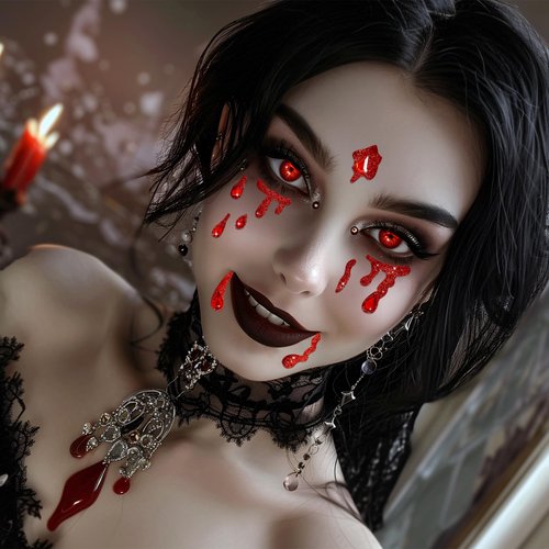 Vampire Face Jewels, Vampire Costume Women Face Gems Stick on, Vampire Accessories Rhinestones Face Temporary Tattoo Stickers Halloween Costumes Accessories for Women