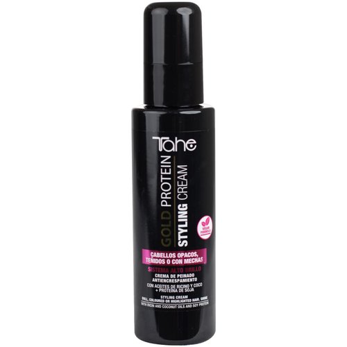 Tahe GOLD PROTEIN STYLING CREAM. DULL, COLOURED OR HIGHLIGHTED HAIR. SHINE 100ML