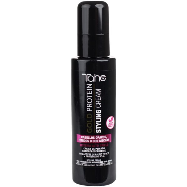 Tahe GOLD PROTEIN STYLING CREAM. DULL, COLOURED OR HIGHLIGHTED HAIR. SHINE 100ML