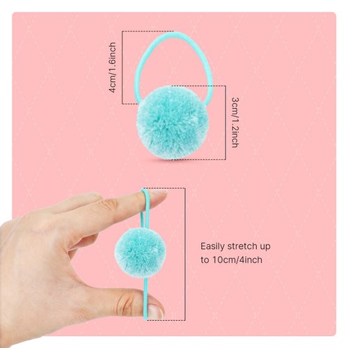 inSowni 30 Pieces/15 Pairs Cute Hair Ties with 3cm/1.2" Pompom Ball Rubber Bands Pigtail Ponytail Holders Hair Scrunchies for Baby Girls Infants Toddlers Kids Teens Thin Hair