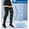 MGANG Medical Thigh High Compression Stockings for Men and Women, Pair, Open Toe, 20-30 mmHg Graduated Support Thigh Length Hose, Dot Top, Opaque, Best for Varicose Veins, Edema, Flight, Black XXL