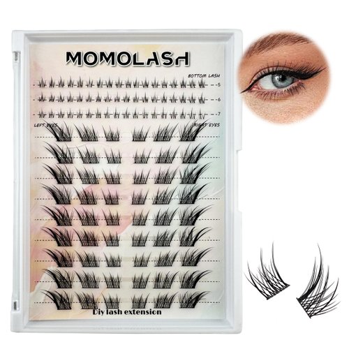 Lash Clusters with Bottom Lashes Cat Eye Lash Cluster Eyelash Extensions Wispy C Curl Fox Eye Lashes Left&Right Natural Eyelashes Clusters, by Momolash