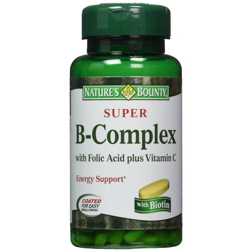 Nature's Bounty Super B-complex with Folic Acid Plus Vitamin C, 300 Tablets (2 X 150 Count Bottles)
