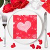 Geyoga 100 Pcs Heart Cocktail Napkins for Wedding 6.5 x 6.5 Inch 3 Ply Disposable Love Paper Napkins for Birthday Bridal Shower Valentine Wedding Reception Beverage Bar Anniversary Romantic Party