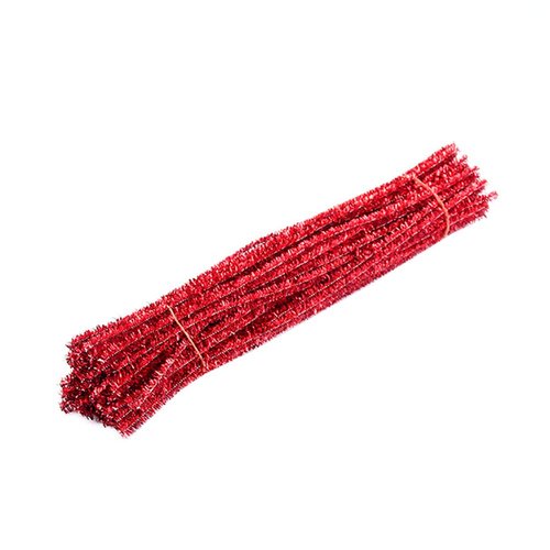 200 Pcs Shiny Chenille Stems Glitter Pipe Cleaners Metallic Tinsel Stems for Christmas DIY Arts and Crafts Red