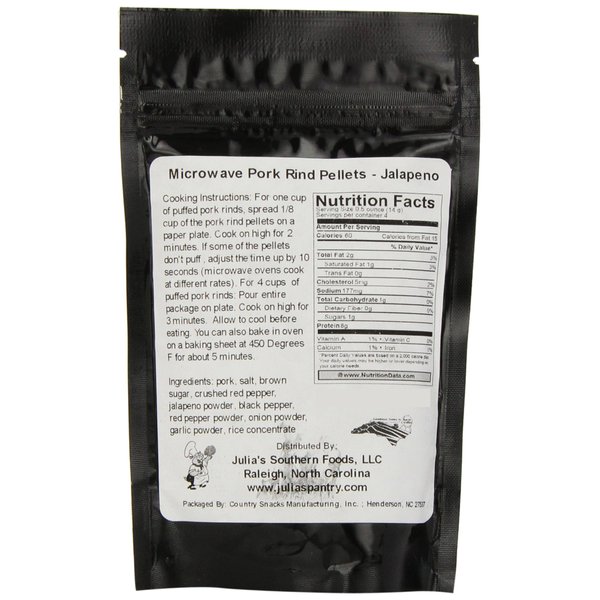 Chef Piggy Tail Microwave Pork Puffies Pork Rinds, Jalapeno, 2 Ounce