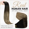 Full Shine Seamless Clip In Hair Extensions Human Hair Real Hair Extensions Clip in Human Hair 14 Inch Black To Medium Brown And Caramel Brown Pu Skin Weft Invisible Clip in Hair Extensions 120g 8pcs