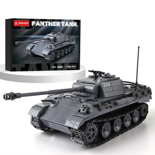 BOOLAKOS Panther V Tank, WW2 Military Panzer V Tank Building Block Set, WWII Army Tank Brick Set Toy for Adult Gift Giving (1,180 Pieces)