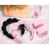 BEBEEPOO Puffy spa Headband for Washing Face, Velvet Makeup Headband, Set of 2 Skincare Headbands, Bubble Skincare Headbands with Face Wash Wristbands, Puffy Makeup Headbands, Mask, Skin Treatment