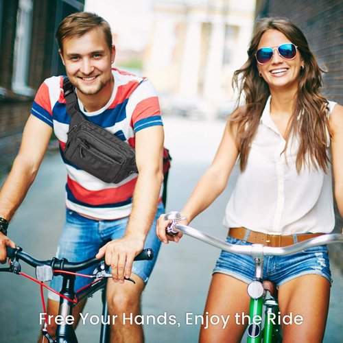 Packism Fanny Pack for Women Men - Portable Capacious Fanny Packs for Women Cross Body Durable Belt Bag Bum Bag with 6 Zipper Pockets & Adjustable Strap for Traveling, Cycling, Running, Hiking