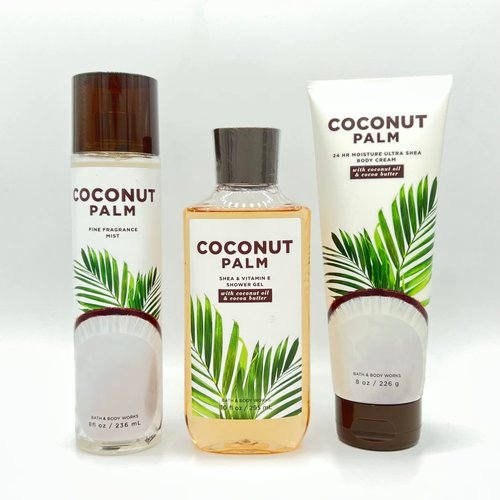 Bath & Body Works COCONUT PALM - Trio Gift Set - Body Cream - Shower Gel and Fragrance Mist - Full Size