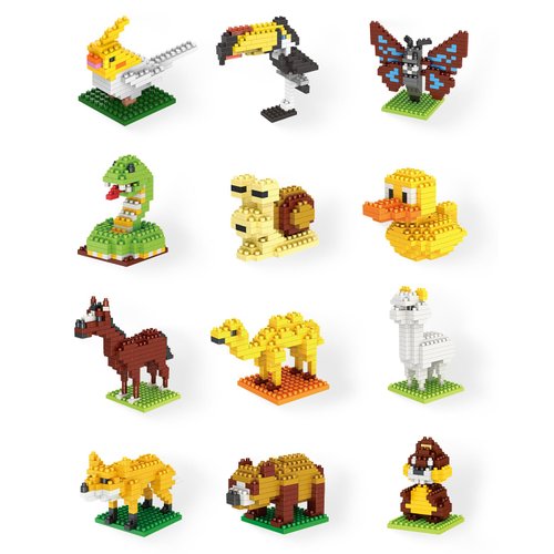 Kimiangel Party Favors Set for Kids, 12 Pack Mini Animals Building Blocks Sets for Birthday, Prizes,Goodie Bag Fillers, Classroom Prizes for Kids Goodie Bags Chrismas, Easter, Cake Topper