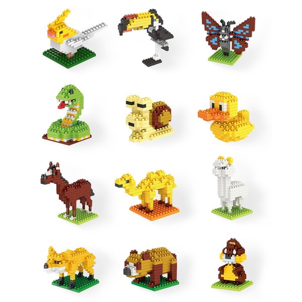 Kimiangel Party Favors Set for Kids, 12 Pack Mini Animals Building Blocks Sets for Birthday, Prizes,Goodie Bag Fillers, Classroom Prizes for Kids Goodie Bags Chrismas, Easter, Cake Topper