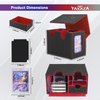 YAXAZA MTG Deck Box with Commander Display Window, Fits 200+ Double-Sleeved Cards, Strong Magnetic PU Leather CardDeck Case with 2 Dividers, 1 Toploader, and Dice Tray(Black & Red)