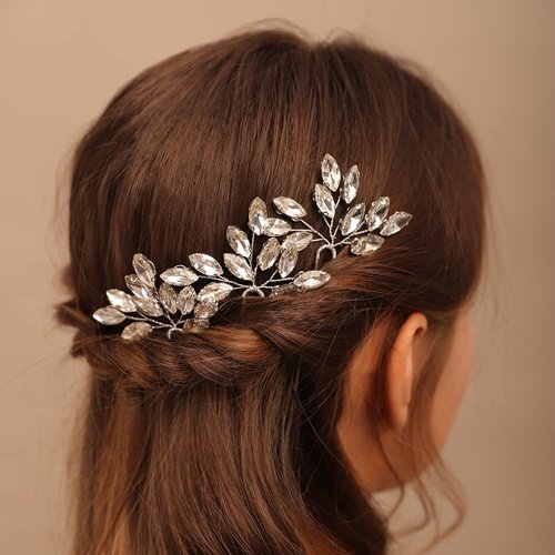 Teyglen 3pcs Bridal Crystal Hair Pins Rhinestones Hair Pieces Simple Crystal Wedding Hair Accessories Handmade Hair Pins for Women Bride Girls (Purple)