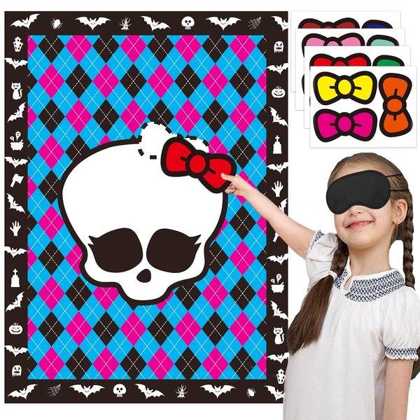 jkhycf Halloween Games for Kids Halloween Party Games Halloween Monster Pin The Tail Game Halloween High Party Activities Pin The Bow Tie on The Skeleton Halloween Party Favors and Supplies
