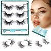 GOO GOO Mink Eyelashes, 18mm Natural Crossed Cluster Daily Type False Eyelashes 1 Style 3 Pairs/set Siberian 3D Mink Lashes Hand Made Strips Fake Eyelashes Fluffy Real Eyelashes