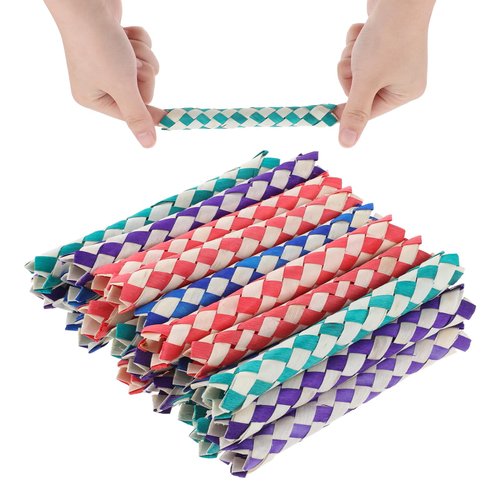 JJUNW 24 Pcs Chinese Finger Traps, Chinese Bamboo, 4 Colors Classic Bamboo Finger Trap, Fun Finger Trap Favors Cool Birthday Party Favors Goodie Bag Stuffers Great for All Ages Ice Breakers