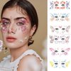 10Sheets Butterfly Face Tattoos Sticker Flowers Glitter Fake Tattoos Waterproof Eye Face Makeup Sticker For Women Girls Festival Dancer Costume Party Decoration