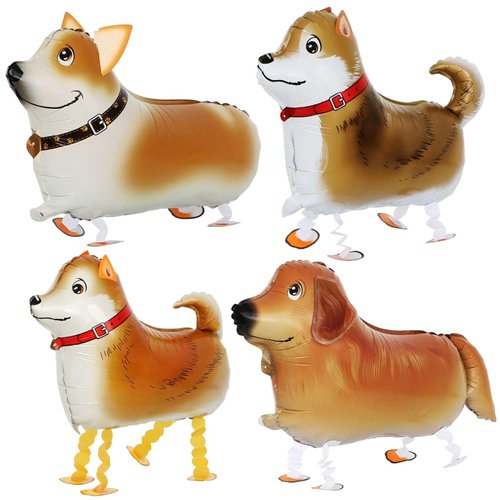 4 Pcs Fun Walking Dogs Balloons, Cute Dog Balloons Aluminum Foil Party Balloons for Kids Girls Farm Animal Theme Birthday Party Decorations Birthday Party Supplies