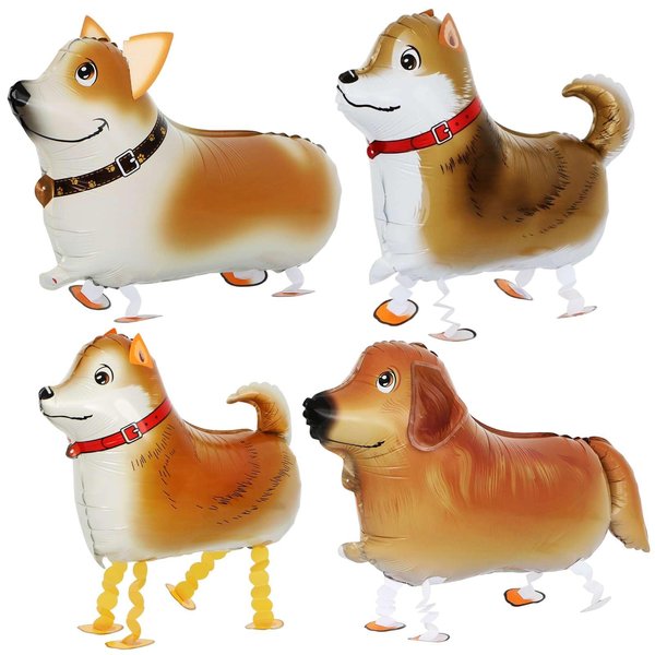 4 Pcs Fun Walking Dogs Balloons, Cute Dog Balloons Aluminum Foil Party Balloons for Kids Girls Farm Animal Theme Birthday Party Decorations Birthday Party Supplies
