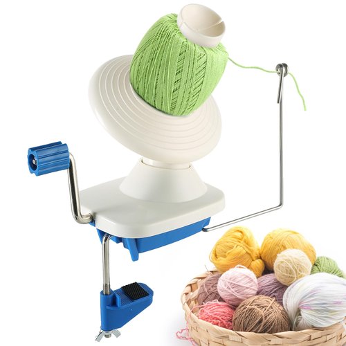 MAOPINER Needlecraft Yarn Ball Winder Hand-Operated, Manual Wool Yarn Winder Holder for Swift Yarn Fiber String Ball (Blue, White)