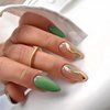 St Patrick's Day Press on Nails Medium Almond - WLGDLH Green Fake Nails Press Ons With Gold Ribbon Designs Fresh False Nails Full Cover Acrylic Nail Kit for Women Manicure 24 PCS