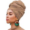 1 Piece Head Wrap Stretch African Turban for Women Fashion Headwear Extra Long Hair Scarf Caps Bohemian Headwraps Soft Breathable Turbans Tie (Camel)