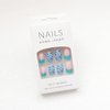 24pcs Square Press on Nails Medium Fake Nails Glossy Glue on Nails Blue Green with Butterfly Nail Sequin Design False Nails Acrylic Full Cover Stick on Nails for Women Manicure