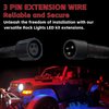Auto Buero 4 PCS 4FT 3 Pin RGB Rock Light Extension Wire, Waterproof LED Rock Lights Extension Cable for Trucks, Motorcycles, Cars, ATVs