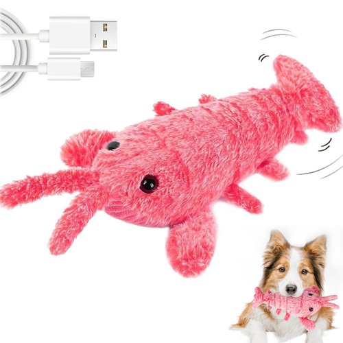 EZBNG Lobster Interactive Dog Toy, Wiggly Lobster Dog Toy for Boredom, Rechargeable Floppy Lobster Dog Toys, Interactive Jumping Lobster Dog Toy for Small Dogs - 12.7 ''