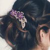 Bohend Rhinestone Hair Comb Flower Crystal Hairpieces Wedding Hair Accessories Jewelry for Women and Girls (Purple)