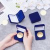 FINGERINSPIRE 4 Pcs 50mm Midnight Blue Velvet Challenge Coin Storage Gift Box 2.58x2.58x1.4 Square Badge Presentation Display Box Single School Emblem Badge Display Holder Medal Storage Case