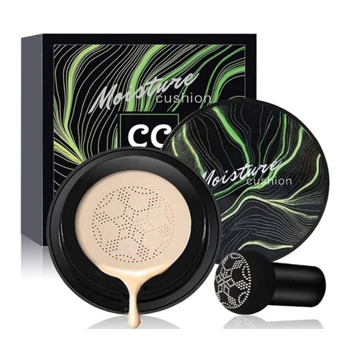 ZORNEPA Mushroom Head Air Cushion CC Cream, CC Cream Foundation, Concealer Lasting Moisturizing Pigment CC Liquid Foundation, Matte Even Skin Tone Nude Makeup Base Primer (Ivory)