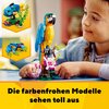 LEGO 31136 Creator 3-in-1 The Exotic Parrot, Construction Toy, Jungle Animal Figurines, Frog and Fish, Creative Game for Children from 7 Years Old