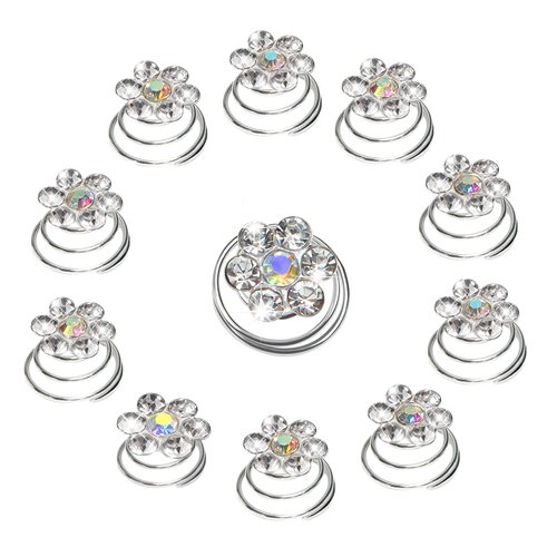 TUUXI 84 Pcs Spiral Hair Pins Hair Gems Rhinestone Hair Screws Twister Flower Hair Decorations for Women Wedding Bridal Prom